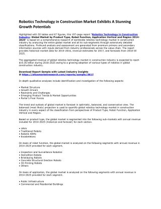 Robotics Technology in Construction Market Growth Scenario