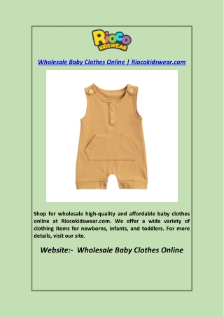 Wholesale Baby Clothes Online Riocokidswear.com