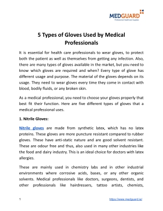 5 Types of Gloves Used by Medical Professionals