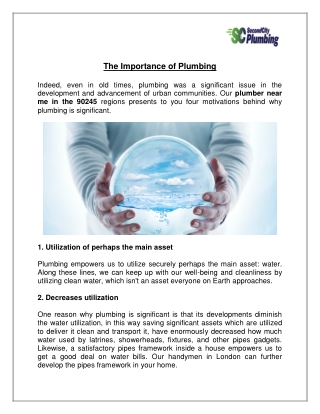 The Importance of Plumbing