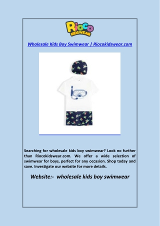 Wholesale Kids Boy Swimwear  Riocokidswear.com