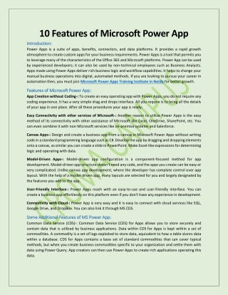 10 Features of Microsoft Power App