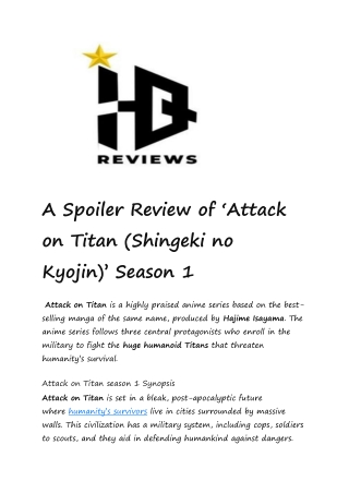 A Spoiler Review of ‘Attack on Titan (Shingeki no Kyojin)’ Season 1