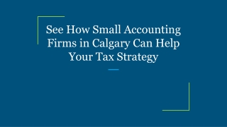 See How Small Accounting Firms in Calgary Can Help Your Tax Strategy