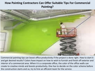 How Painting Contractors Can Offer Suitable Tips For Commercial Painting?