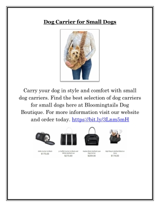 Dog Carrier for Small Dogs