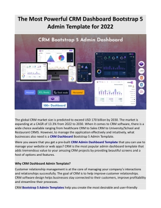 The Most Powerful CRM Dashboard Bootstrap 5 Admin Template for 2022