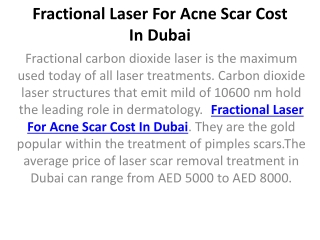 Fractional Laser For Acne Scar Cost In Dubai