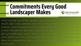 Commitments Every Good Landscaper Makes