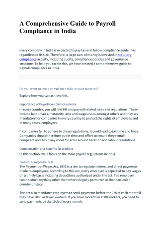 A Comprehensive Guide to Payroll Compliance in India