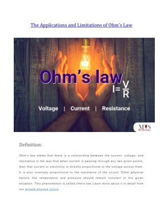The Applications and Limitations of Ohm