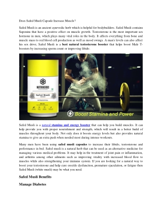 Does Safed Musli Capsule Increase Muscle