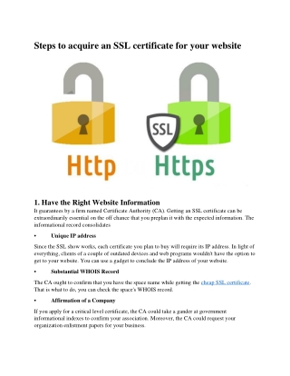 Steps to acquire an SSL certificate for your website