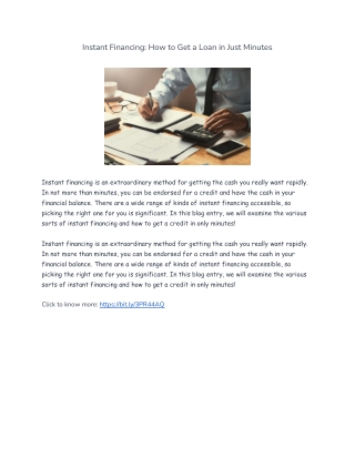 Instant Financing: How to Get a Loan in Just Minutes