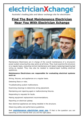 Find The Best Maintenance Electrician Near You With Electrician Xchange