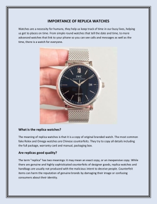 IMPORTANCE OF REPLICA WATCHES