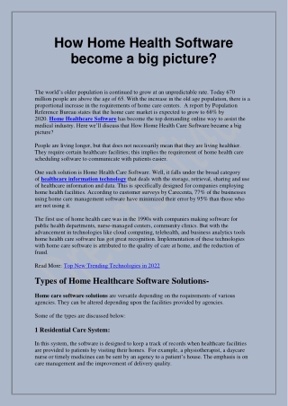 How Home Health Software become a big picture