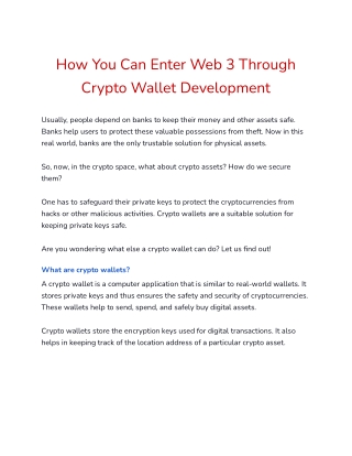 How You Can Enter Web 3 Through Crypto Wallet Development