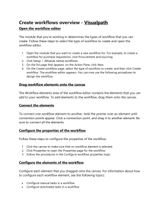 Create workflows overview - Visualpath