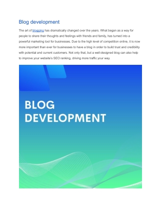 Blog development