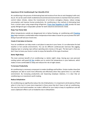 Importance Of Air Conditioning