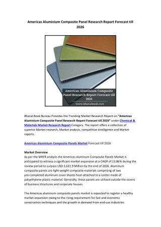 Americas Aluminium Composite Panel Research Report Forecast till 2026