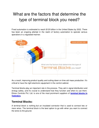 What are the factors that determine the type of terminal block you need?