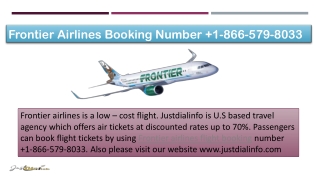 Frontier Flight Booking Number  1-866-579-8033