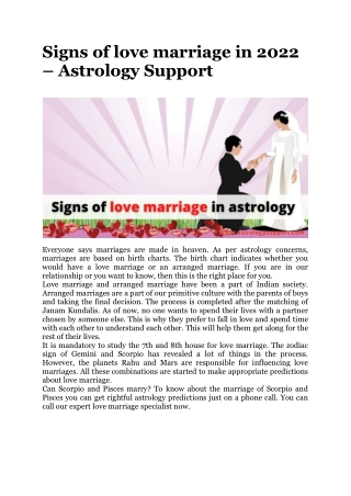 Signs of love marriage in 2022 – Astrology Support