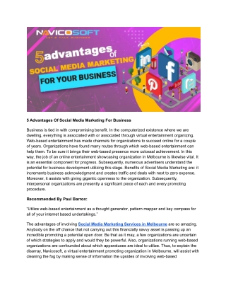 5 Advantages Of Social Media Marketing For Business
