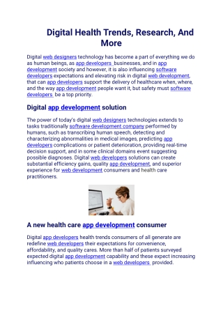 Digital Health Trends, Research, And More