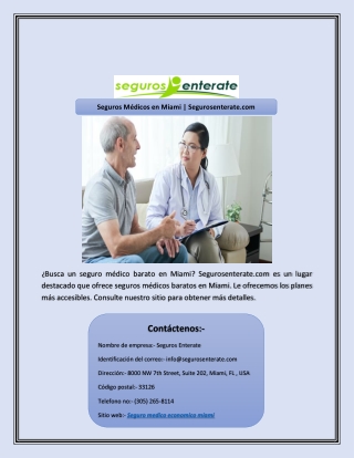 Seguros Médicos en Miami | Segurosenterate.com