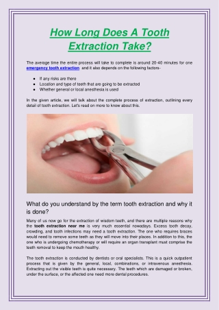 How Long Does A Tooth Extraction Take