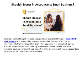 Should I Invest in Accountants Small Business