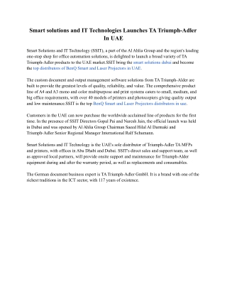 Smart solutions and IT Technologies Launches TA Triumph-Adler In UAE