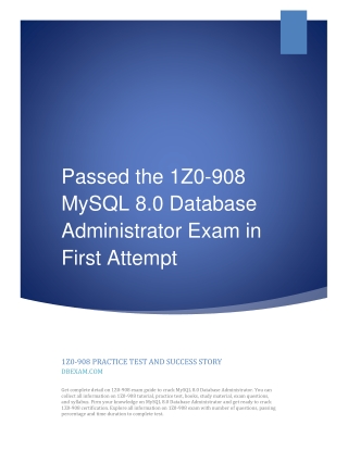 Passed the 1Z0-908 MySQL 8.0 Database Administrator Exam in First Attempt