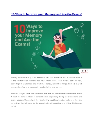 10 Ways to Improve your Memory and Ace the Exams
