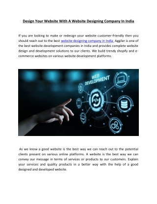Design Your Website With A Website Designing Company In India