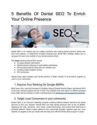 5 Benefits Of Dental SEO To Enrich Your Online Presence (1)