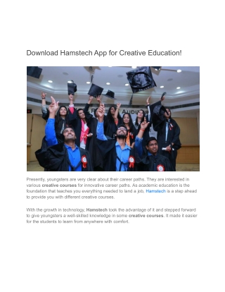 Download Hamstech App for Creative Education
