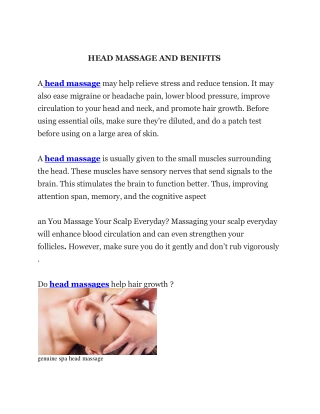 HEAD MASSAGE AND BENIFITS