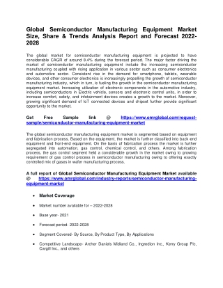 Global Semiconductor Manufacturing Equipment Market