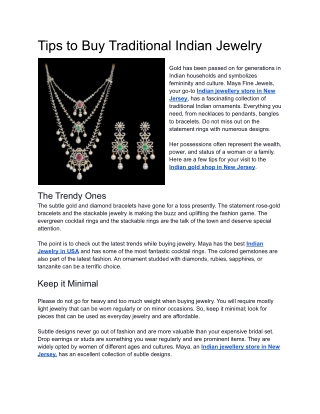 Tips to Buy Traditional Indian Jewelry