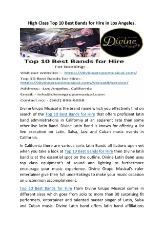 Top 10 Best Bands for Hire