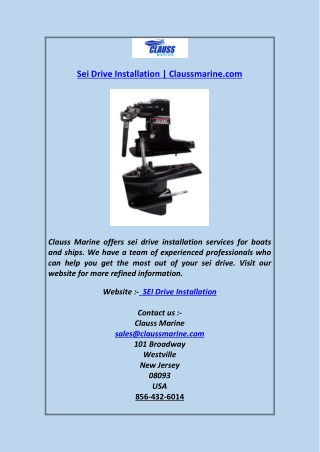 Sei Drive Installation  Claussmarine.com