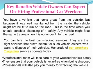 Key-Benefits Vehicle Owners Can Expect On-Hiring Professional Car Wreckers