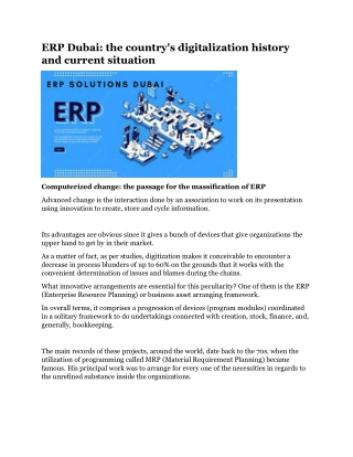 ERP Dubai the country's digitalization history and current situation