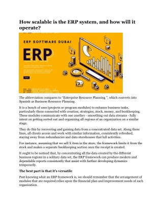 How scalable is the ERP system, and how will it operate