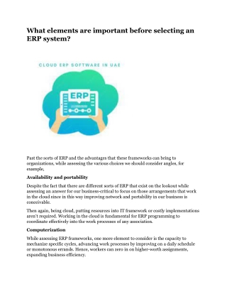 What elements are important before selecting an ERP system