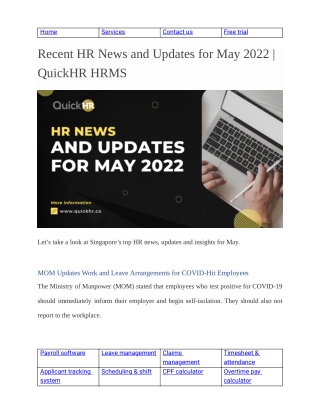 Recent HR News and Updates for May 2022 QuickHR HRMS